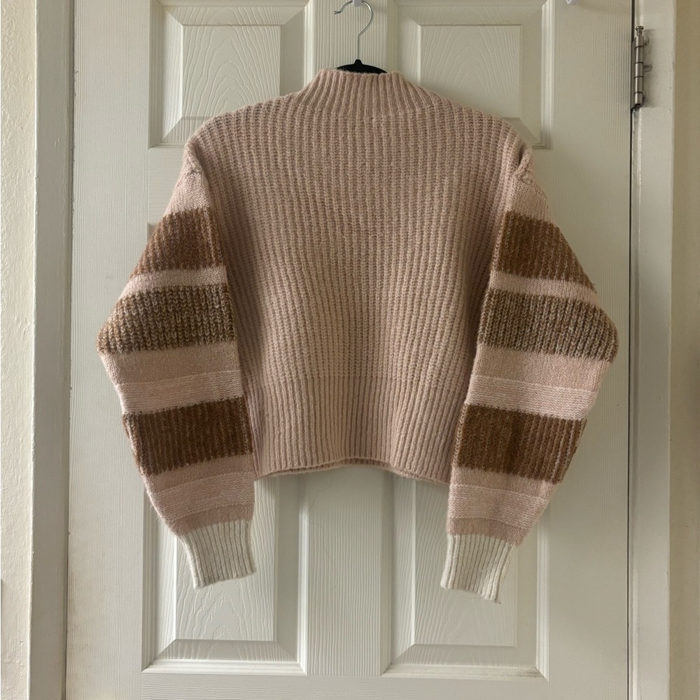 Topshop Pink and Brown Striped Sweater